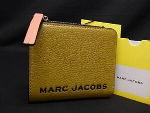 ■新品■未使用■ MARC JACOBS マークジェイコブス M0017061 レザー 二つ折り 財布 ウォレット レディース カーキ系×イエロー系 BE3376