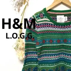 H&M エイチアンドエム L.O.G.G. ニット トップス 柄もの 総柄