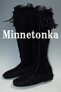 厳選！海外買い付け！DS8855★ファン待望！隠れた名作品★★ミネトンカ・Minnetonka★★7ホール/黒/HI/スエード/24㎝ 　状態良品！