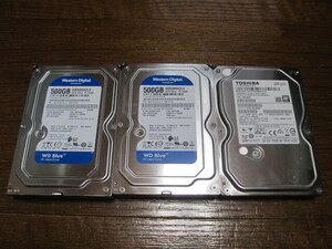 WD Western Digital、TOSHIBA 500GB HDD 3個セット