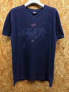 Polo by Ralph Lauren ラルフローレン Sサイズ メンズ Tシャツ ロゴプリント 丸首 クルーネック カットソー 半袖 綿100% ネイビー 紺