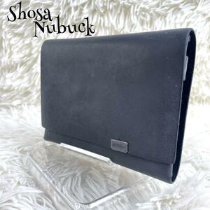 c483【所作】”極美品” Shosa ショサ オイルヌバックレザー ショートウォレット1.0 財布 No,No,Yes！STUDIO ステュディオ ブラック 黒