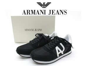 4万新品◆41=26cm◆ARMANI JEANS アルマーニジーンズロゴ入りスポーティースニーカーウルトラライトソール黒 1円