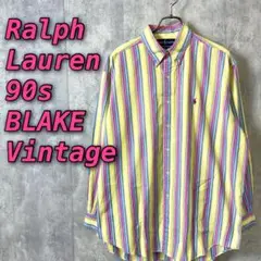 90Ｓ　ビンテージ　ブレイクBLAKE　マルチカラー　ＢＤ長袖シャツ　メンズ古着