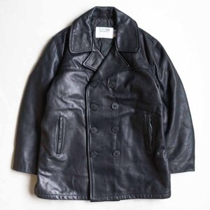 【美品/ビッグサイズ】SCHOTT【レザー ピーコート】42 ブラック レザー アメリカ製 ショット 2412798