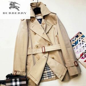 i18 百貨店購入◎極美14万●レインスタイル大活躍BURBERRY LONDON●ライナー付属〜高級トレンチコート バーバリーブルゾン レディース 