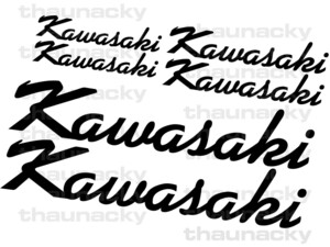 Kawasaki 筆記体 ステッカー 6枚SML 表札 苗字 名前 自動車 バイク カワサキ 川崎 レトロ ネームプレート クラシック 