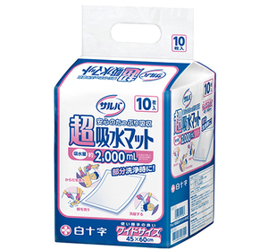 サルバ 超吸水マット 10枚入／ワイドサイズ 吸水量約2,000mL（白十字）19116