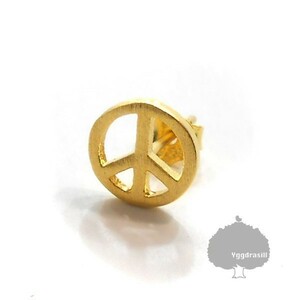 YGG★新品 SV925 PEACE モチーフ ストレート ピアス ピース 金 ゴールド 1個 BTS g-dragon シルバー925