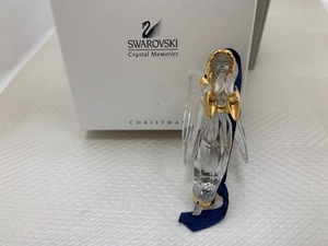 ☆1円スタート☆ 【美品】 SWAROVSKI スワロフスキー クリスタル エンジェル オブジェ インテリア フィギュア クリア×ゴールド金具◆28038