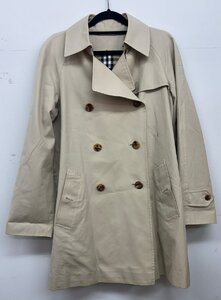 1円～【中古】ハーバリー　BURBERRY　LONDON　トレンチコート　サイズ38　チェック　ベージュ　アウター