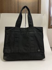 良品★PORTER SMOKY トートバッグ Lサイズ スモーキー ポーター 黒 大容量 希少 吉田カバン　コーデュラナイロン 品番592-06576