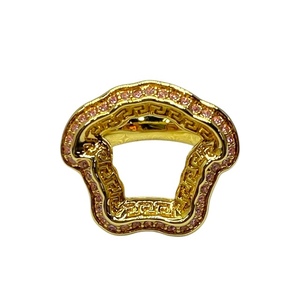 【新品】VERSACE ヴェルサーチ メデューサ リング 指輪 アクセサリー ラインストーン GP ゴールド ピンク (6号)