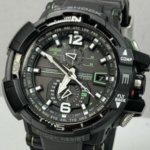 極美品 G-SHOCK GW-A1100-1A3JF グラビティマスター タフソーラー 電波受信 電波ソーラー マルチバンド6 方位計搭載 ブラック グリーン