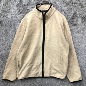 old UNIQLO オールドユニクロ フリースジャケット ジップアップ ハイネック 無地 サイズM ベージュ メンズ トップス 最落なし（M6）