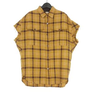 未使用品 ドリスヴァンノッテン DRIES VAN NOTEN 24AW CILLOTH SHIRTS カットオフ チェックシャツ 半袖 S イエロー 242-020713-9292 メンズ