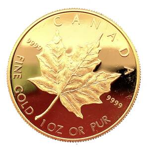 メイプル金貨 メイプルリーフ 1989年 31.1g 1オンス エリザベス女王 純金 24金 イエローゴールド コイン コレクション Gold