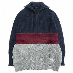 美品 18aw バレンシアガ ハーフジップ オーバーサイズ ニット セーター ドッキング ダメージ加工 切替 ハイネック 555959 メンズ△３