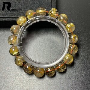 綺麗 EU製 定価9万円★ROBEAN・太陽花タイチンルチル★黄金針水晶 金運 開運 ゴールド ブレスレット パワーストーン 11.3-11.8mm M0107958