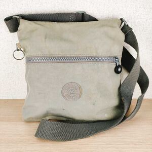 Kipling キプリング ショルダーバッグ 肩掛け ナイロンバッグ グレー系 ショルダー ハンド トート 鞄 軽量　エコバッグ 猿 ゴリラ C-11