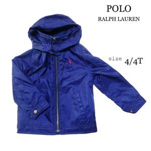 POLO RALPH LAUREN ポロラルフローレン サイズ110 4/4T ネイビー 2WAY ウインドブレーカー ナイロンジャケット 裏ボア 防水 フード収納可