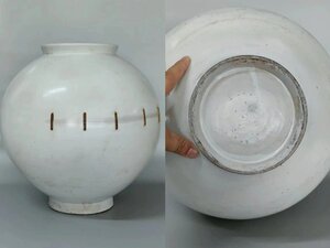 『M1001珍品旧蔵 朝鮮 高麗磁 朝鮮古陶磁器 古高麗 李朝時代 高麗白磁月亮罐 李朝18世紀 巨大作』