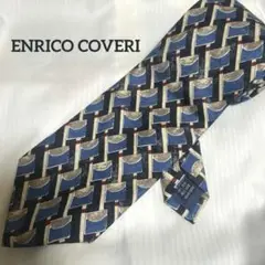 ENRICO COVERI（エンリコ・コヴェリ）　ネクタイ　総柄　幾何学　ブルー