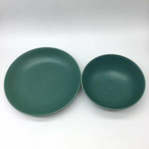 【3925】ヴィンテージ アラビア ARABIA 24th グリーン プレート ボウル セット 大皿 深皿 洋食器 