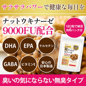 超ナットウキナーゼのちから 【9000FU】 DHA EPA ケルセチン GABA ビタミンE 配合 納豆キナーゼ サプリ 日本GMP工場製