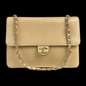 【1円～】シャネル CHANEL バッグ ショルダーバック チェーンショルダー ココマーク レザー ベージュ ゴールド金具 中古