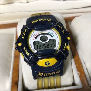 【即決/送料無料】CASIO Baby-G X-treme BG-340 カシオベビーG ネイビー×イエロー 中古腕時計 【訳あり／部品取り】