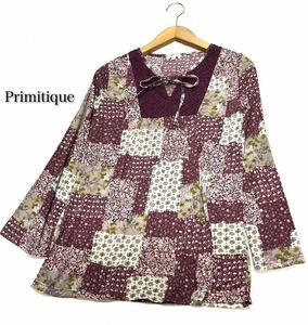 Primitique★（M）胸網レース パッチ柄 長袖 チュニック/美品