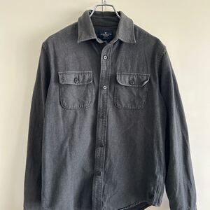 AMERICAN EAGLE アメリカンイーグル シャモアクロスシャツ CPO S ヘビーフランネル グレー 古着