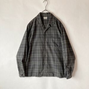 steven alan 60/2 SHAGGY CHECK OPEN COLLAR SHIRT -BOLD スティーブンアラン コットンネル オープンカラー シャツ グレー系 size M