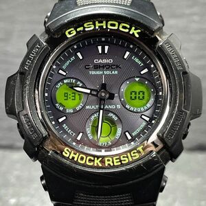 美品 CASIO カシオ G-SHOCK ジーショック AWG-100FC-1A 腕時計 アナデジ 電波ソーラー タフソーラー メタルバンド ブラック 動作確認済み