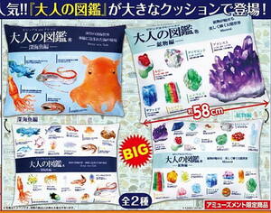 2種セット【新品】「大人の図鑑」深海魚編＆鉱物編　BIGクッション　　枕　