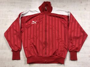 プーマ PUMA オールド スポーツ レトロ 古着 シャドーストライプ バックプリント ジャージ トラック ジャケット メンズ 赤