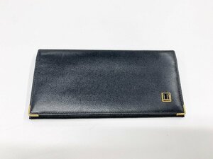 dunhill ダンヒル 長財布 二つ折り長札入れ ブランド財布 レザー 小銭入れ付き ファスナー付き メンズ ブラック 黒 スリム 薄型