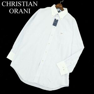 【新品 未使用】 CHRISTIAN ORANI クリスチャンオラーニ 通年 ストライプ 長袖 クレリック シャツ Sz.LL-86　メンズ 大きい　A4T00624_1#C