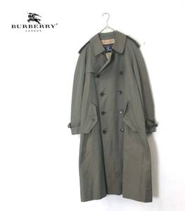 1I2778-D◆old◆ Burberrys バーバリーズ トレンチコート 裏地ノヴァチェック ロング ◆ size175 カーキ系 コットン100 古着