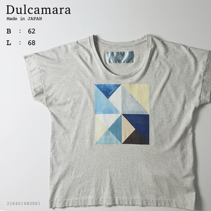 Dulcamara　1 メンズ XL 変形 ドルマンスリーブ 綿 100% 幾何学 プリント Uネック 半袖 Tシャツ ライト グレー 灰色 コットン ドゥルカマラ