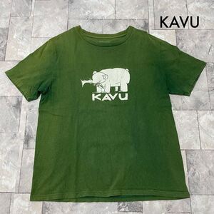 KAVU カブー フェルトプリントTシャツ T-shirt TEE 半袖 アウトドア クマ グリーン サイズL 玉SS1832