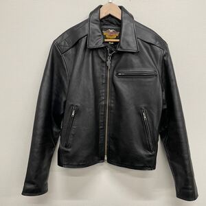 【HARLEY DAVIDSON】ハーレーダビッドソン★レザージャケット ブルゾン シングルライダースジャケット 牛革 40131 サイズM ブラック 01