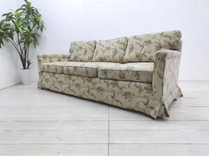 DREXEL HERITAGE ドレクセル ヘリテイジ Upholstery アップホルスタリー ３Pソファ 70万 ボタニカル柄 花柄 米国家具 クラシック家具