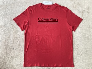 新品未使用！ カルバンクライン メンズ アンダーバーロゴ Tシャツ Lサイズ レッド 赤黒 半袖 カットソー Calvin Klein