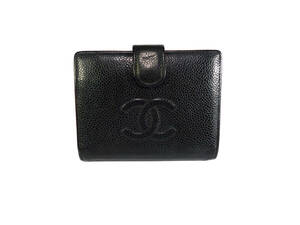 美品★CHANEL/シャネル★キャビアスキン★ココマーク/ガマ口★2つ折り財布★ブラック