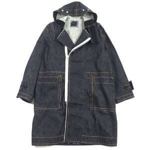 極美品▼Sacai サカイ 22SS 22-02829M BEYONDEXX Denim Coat コットン フード付き WZIP デニム モッズコート インディゴ 1 日本製 メンズ