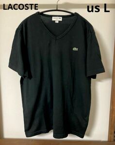 LACOSTE ラコステ Vネック Tシャツ us L 黒 胸ロゴ