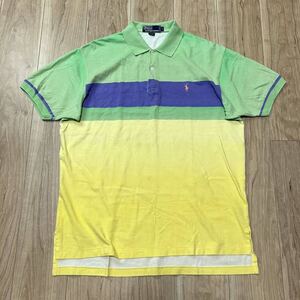 【送料360円】POLO by RALPH LAUREN ポロバイラルフローレン 半袖 ポロシャツ グラデーション メンズ サイズL 綿100% コットン 90s R-4436