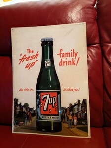 2001年ビニール未開封品！7UP セブンアップブリキプレート看板当時物アメトイアメリカン・グラフィティヴィンテージビンテージダッズDADS